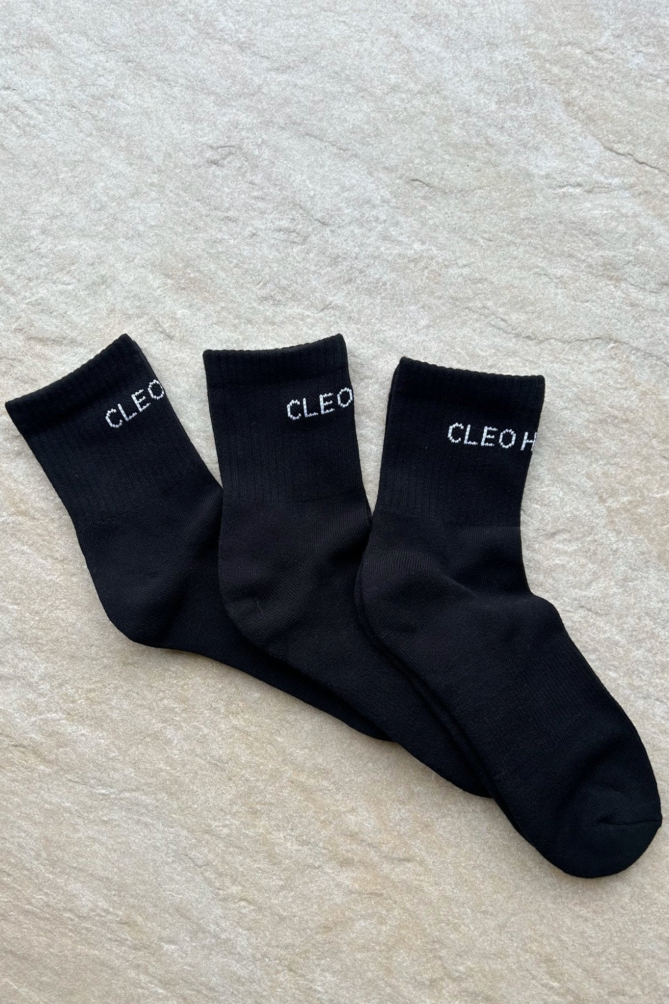 Classic Socks 3 Pack - Extra Short - Black - Cleo Harper