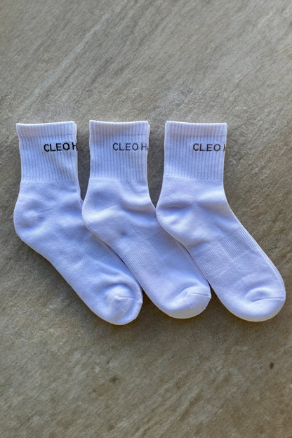 Classic Socks 3 Pack - Extra Short - White - Cleo Harper