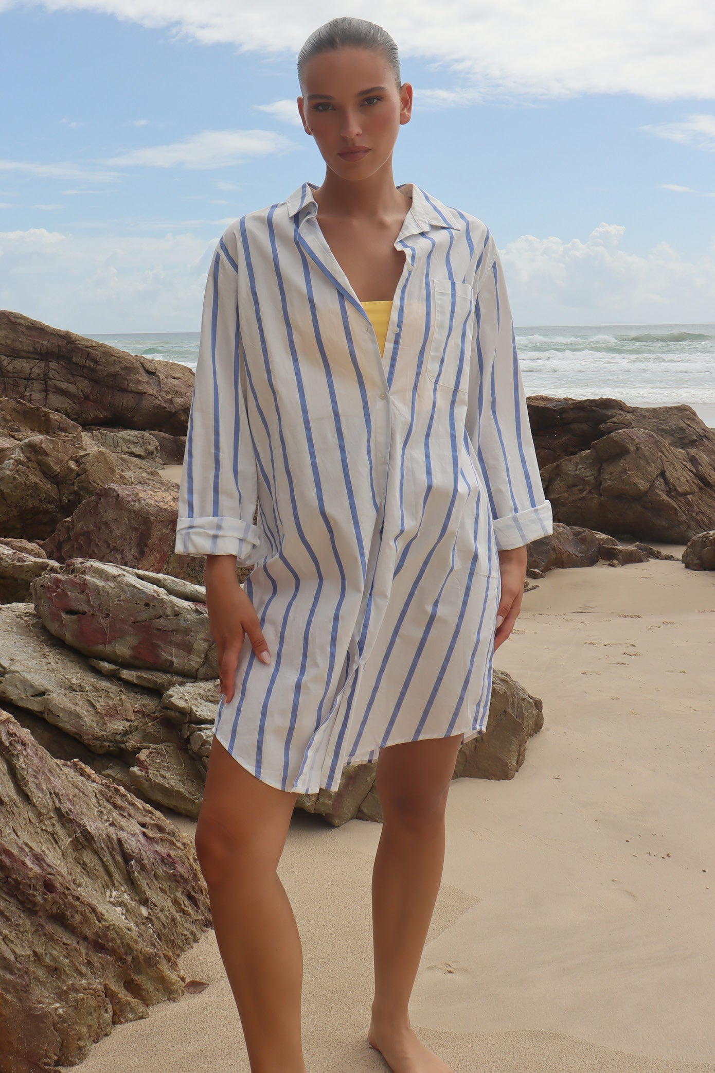 Mykonos Dress - Blue Stripe