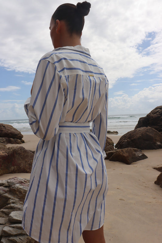 Mykonos Dress - Blue Stripe