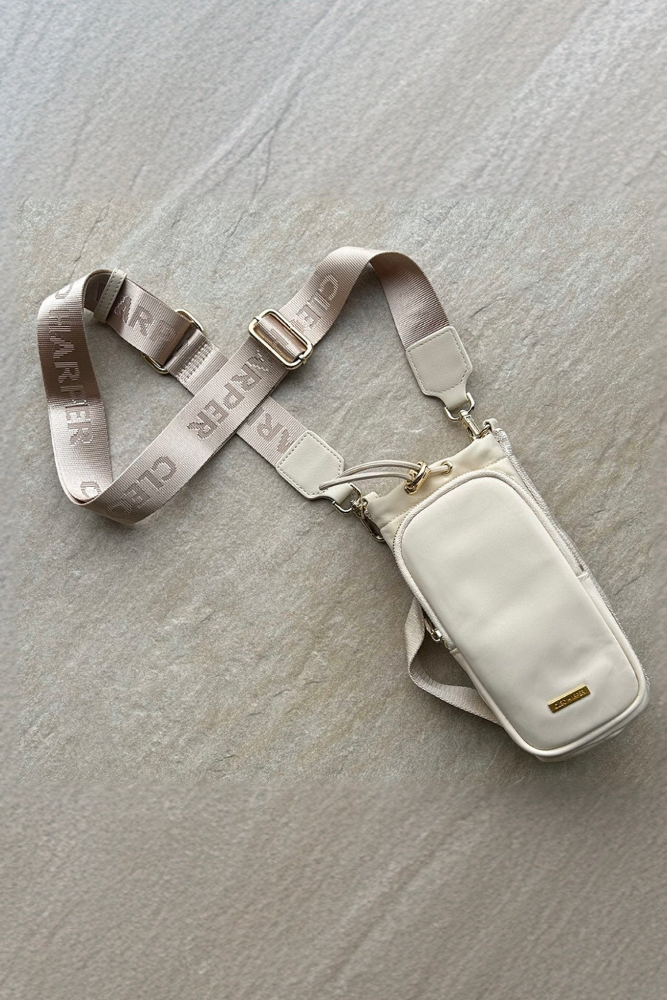 Water Bottle Bag & Bottle - Beige - Cleo Harper