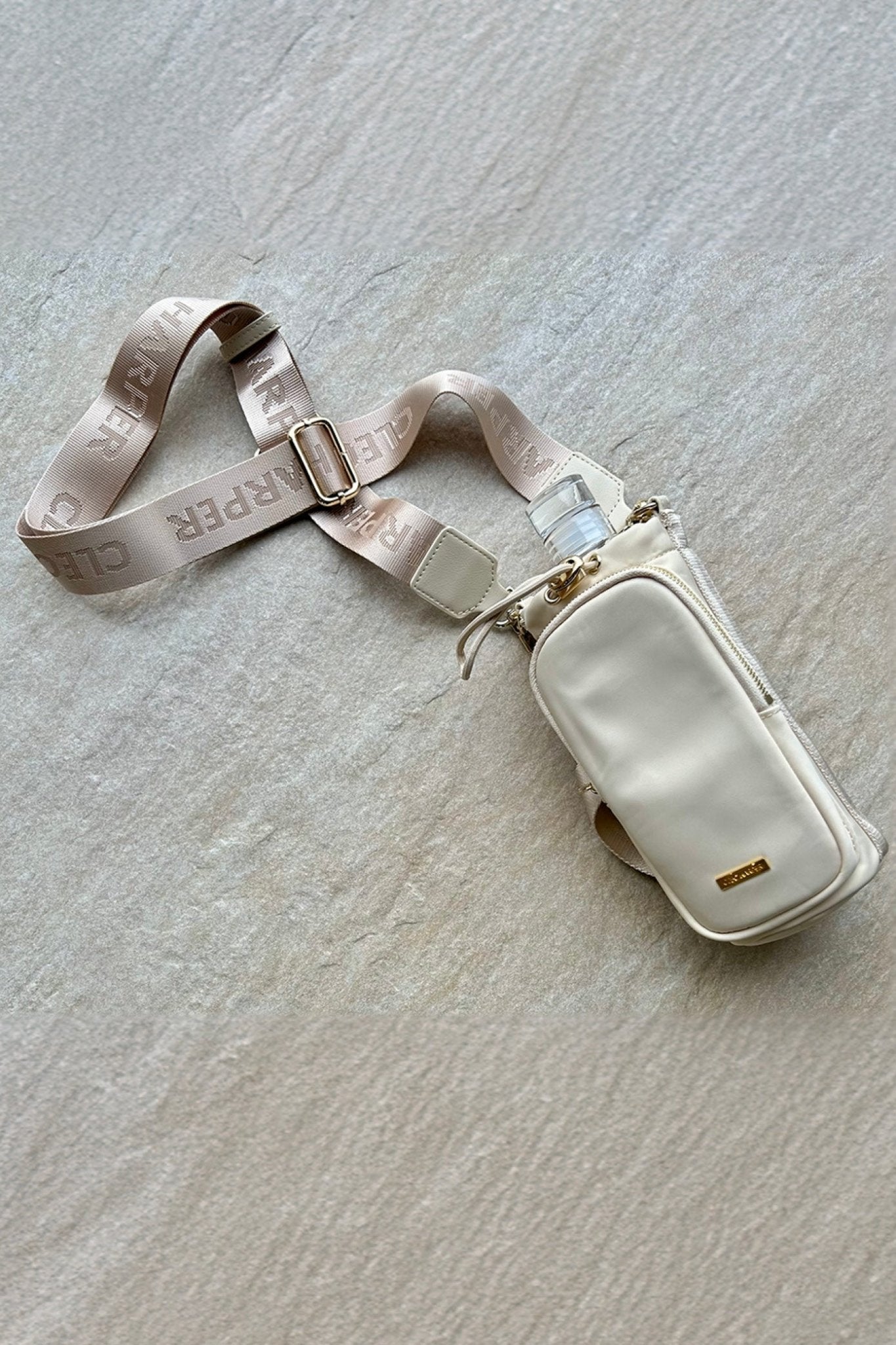 Water Bottle Bag & Bottle - Beige - Cleo Harper