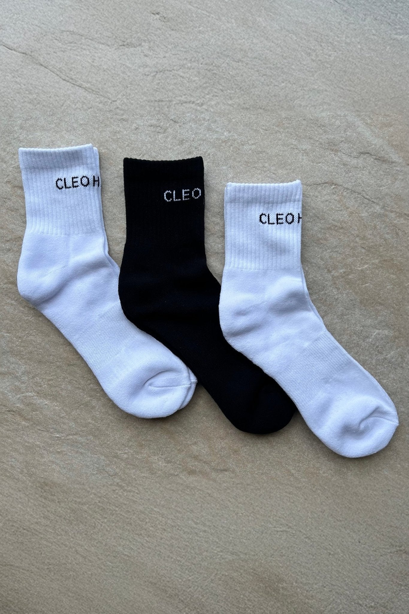 Classic Socks 3 Pack - Extra Short - Black - White - Cleo Harper